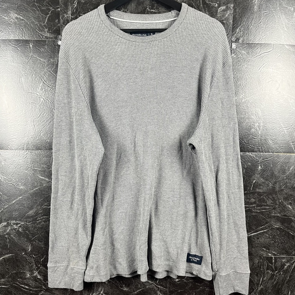 Abercrombie&Fitch Men's Grey Waffle Shirt XL